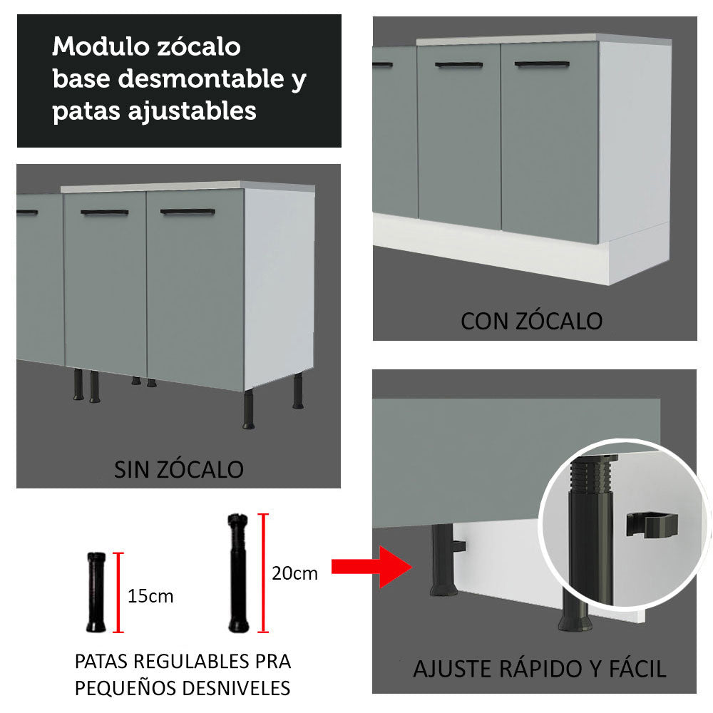 Mueble Integral Multiuso Garaje 120cm Blanco/Gris