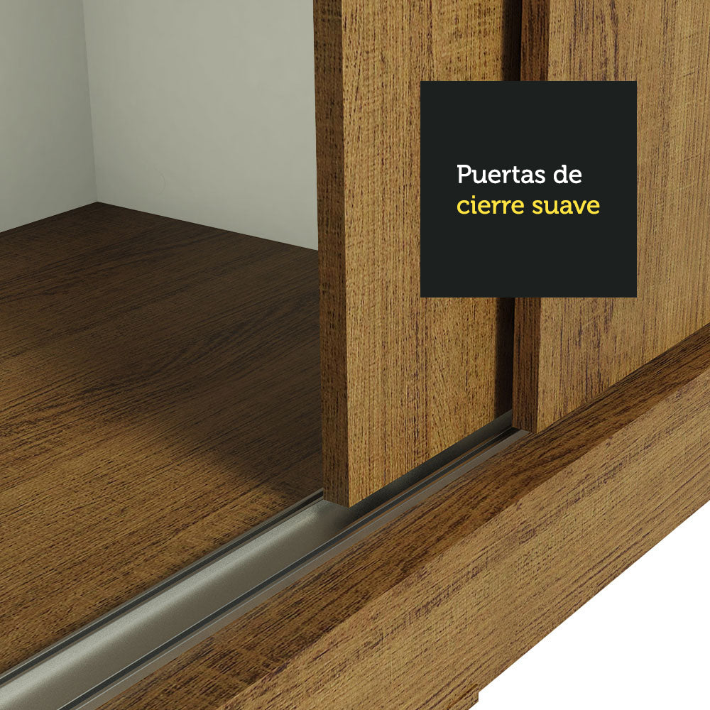 Placard Ropero Matrimonial Madesa Kansas 3 Puertas Corredizas con Espejo 3 Cajones Marrón