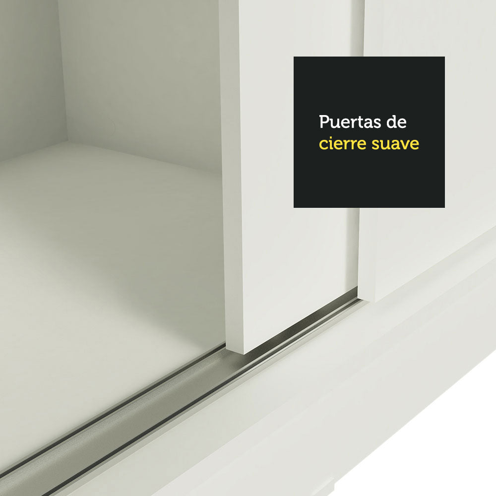 Placard Ropero Matrimonial Madesa Austin 4 Puertas Corredizas de Espejo 3 Cajones Blanco