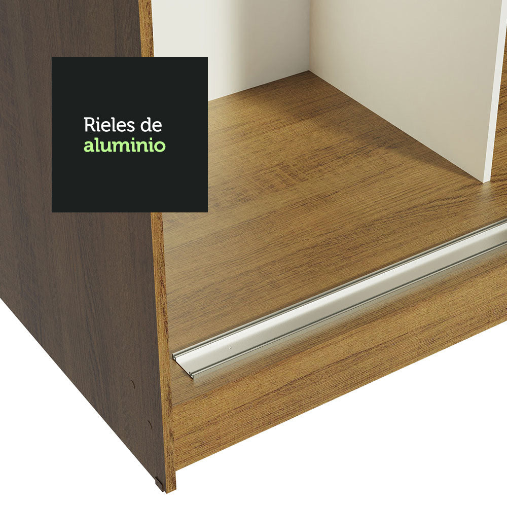 Placard Matrimonial Reno 3 Puertas Corredizas 2 con Espejo - Marrón/Blanco