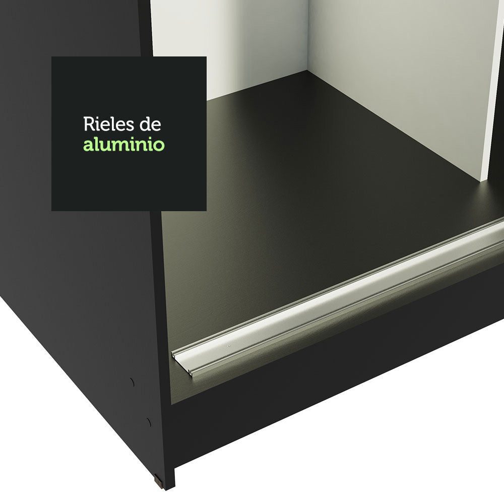 Placard Ropero Matrimonial Madesa Reno 3 Puertas Corredizas de Espejo Negro/Gris