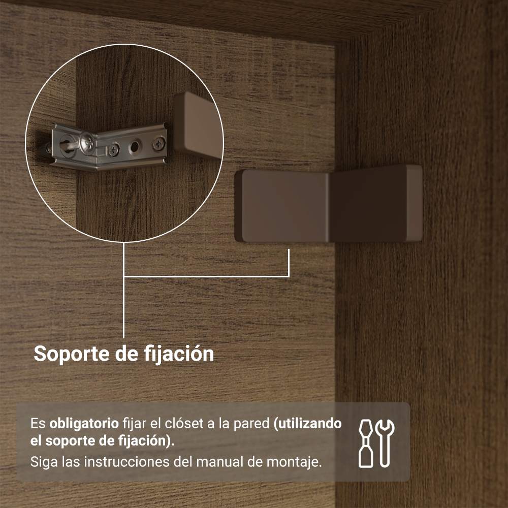 Placard Individual con Patas 4 Puertas Batientes Marrón/Negro/Marrón Venus Madesa