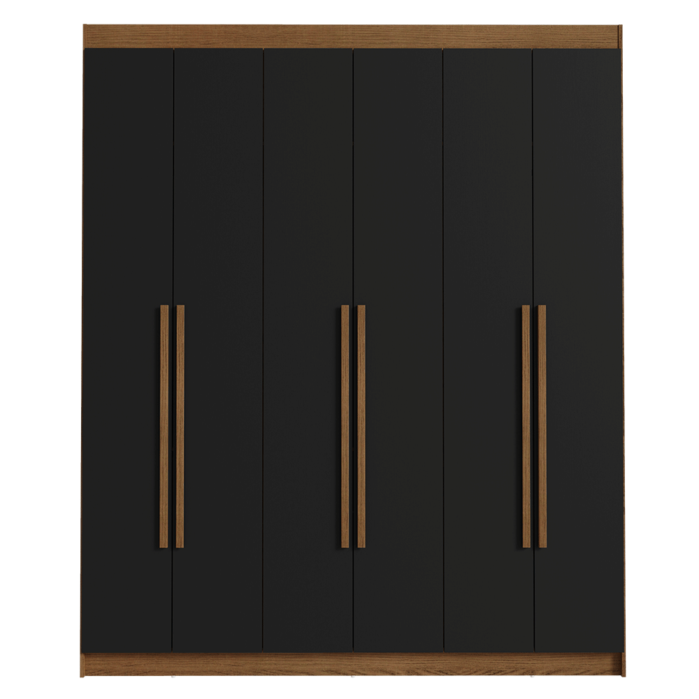 Placard Matrimonial 6 Puertas Batientes Venus Marrón/Negro/Marrón