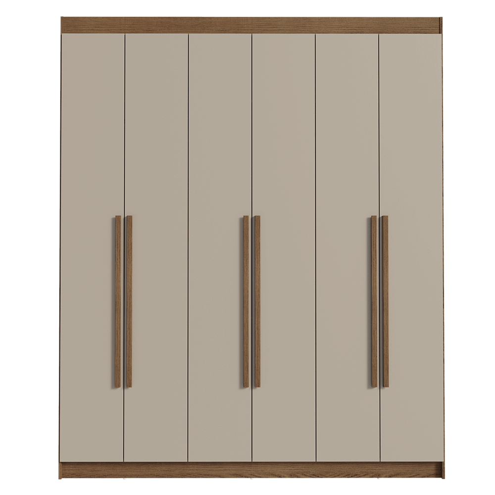 Placard Matrimonial 6 Puertas Batientes Venus Marrón/Crema/Marrón