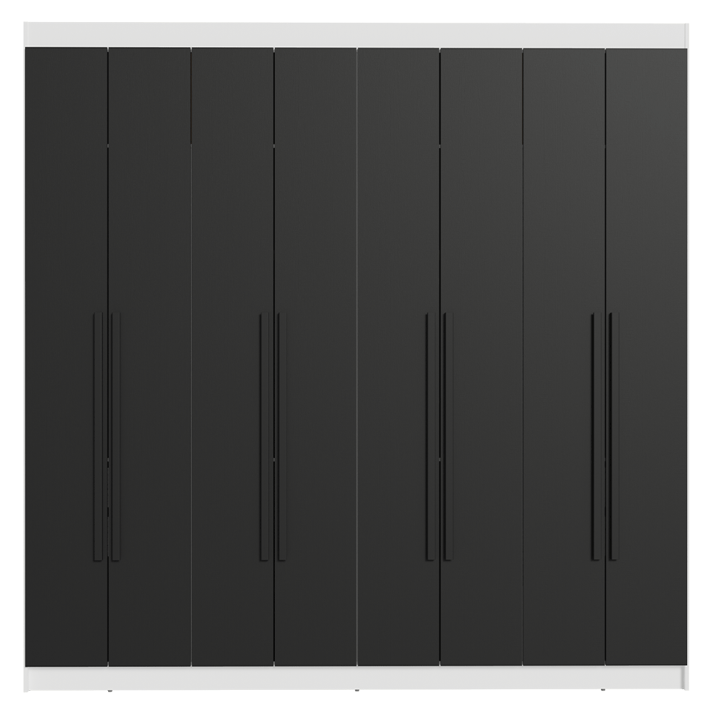 Placard Matrimonial 8 Puertas Batientes Venus Blanco/Negro/Negro