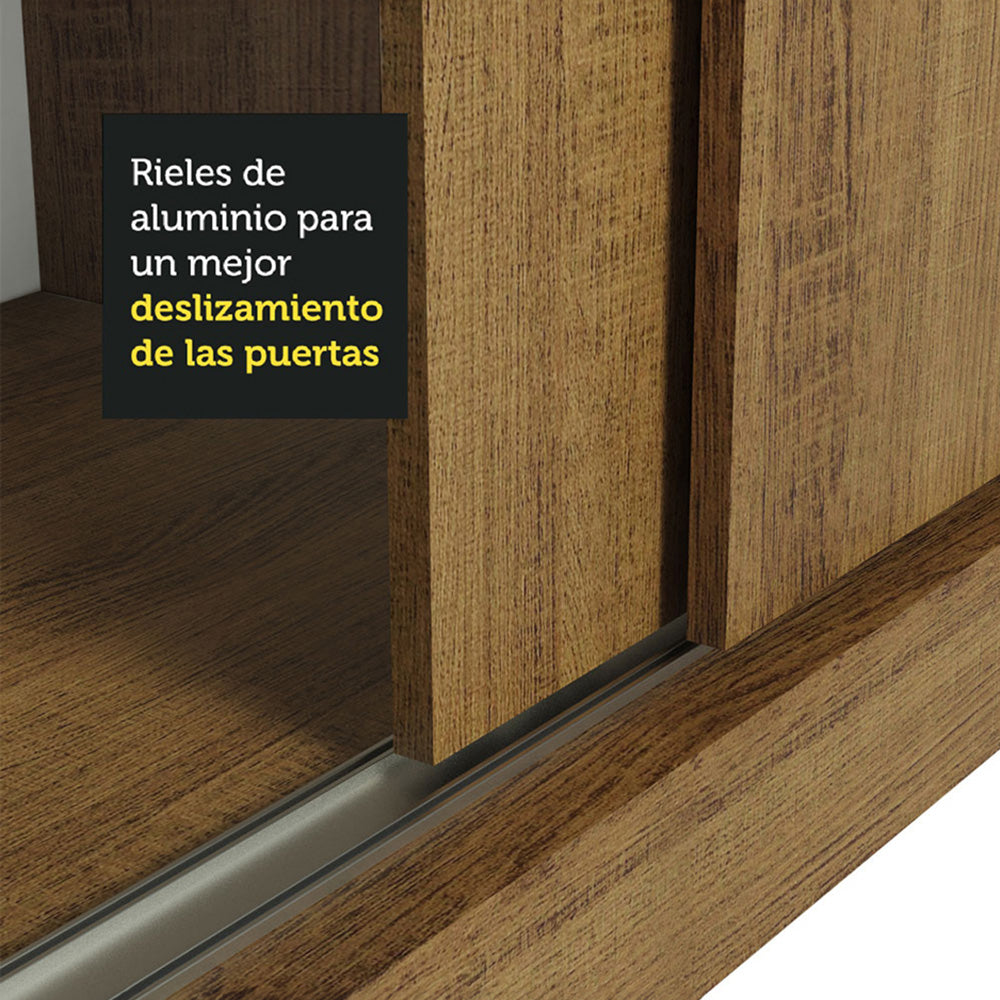 Placard Soltero 2 Puertas Corredizas con Espejos Marrón Max