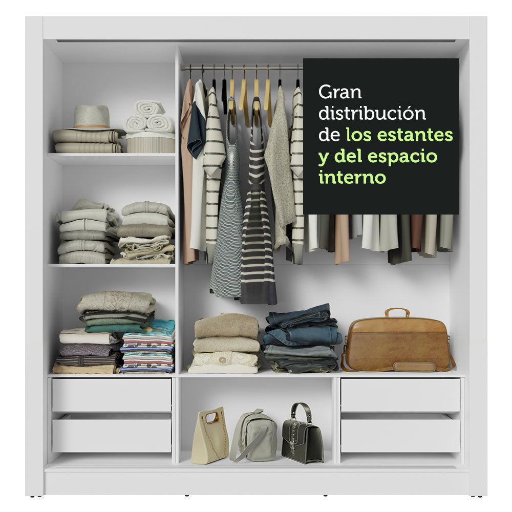 Placard Matrimonial 3 Puertas Corredizas Blanco/Marrón Sublime Plus