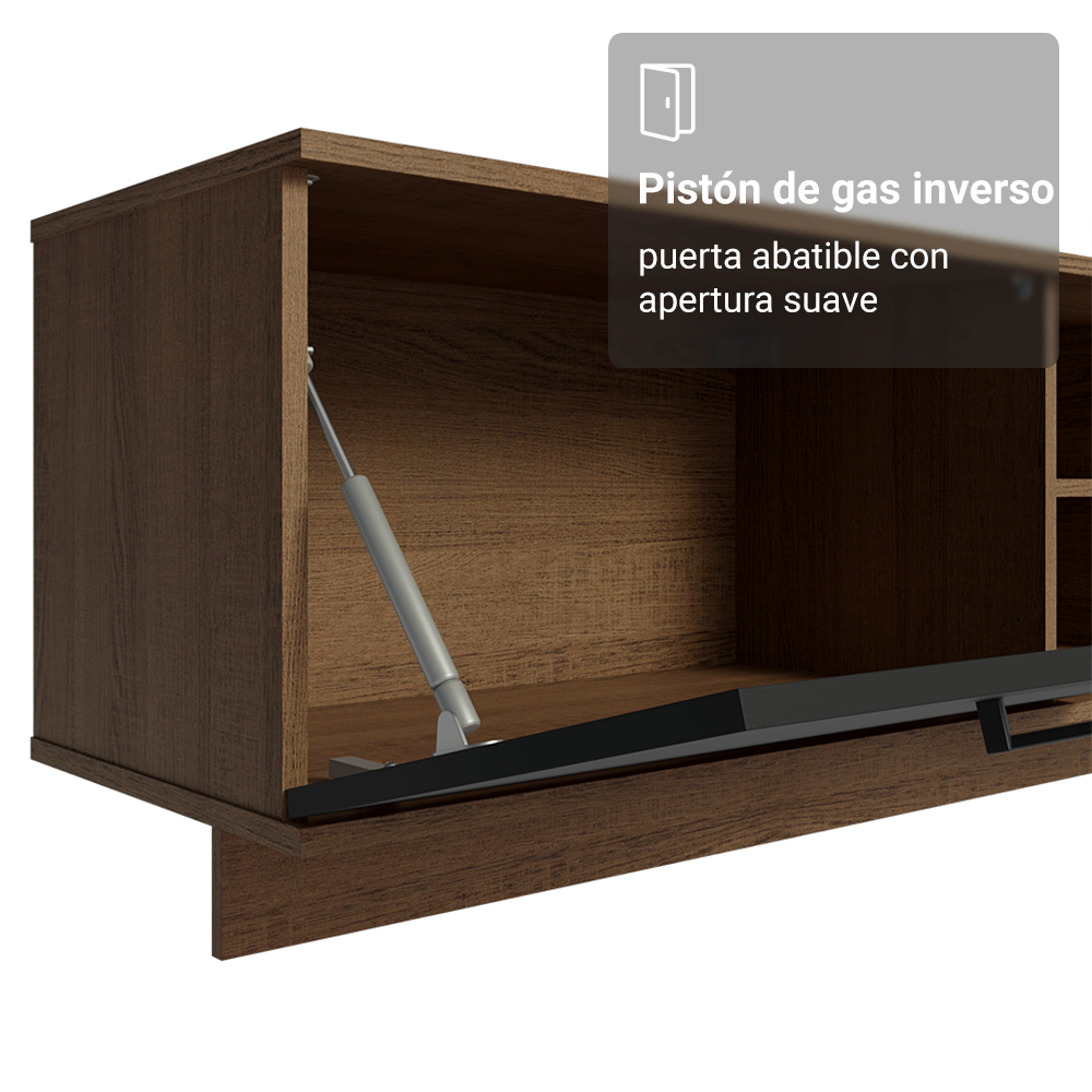 Rack Flotante para TV hasta 80 Pulgadas 218 cm 2 Puertas Marrón/Negro Agata Madesa