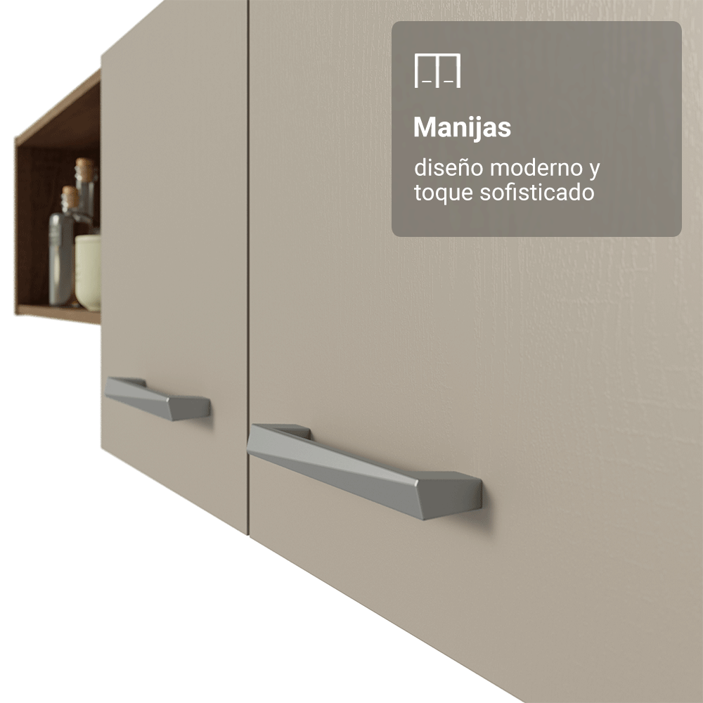Cocina Compacta 196 cm Aura Marrón/Crema