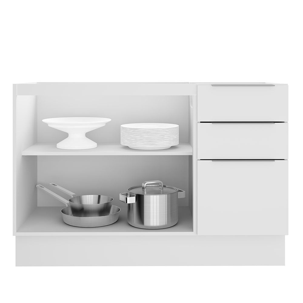 Bajo Mesada 120 cm 3 Cajones 2 Puertas Stella Blanco