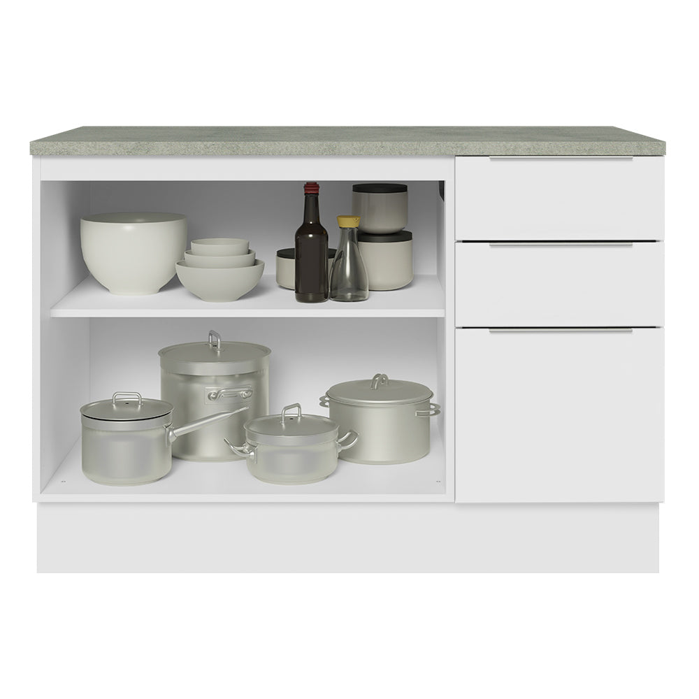 Bajo Mesada Cocina 120 cm 3 Cajones 2 Puertas (Con Mesada) Blanco Stella Madesa