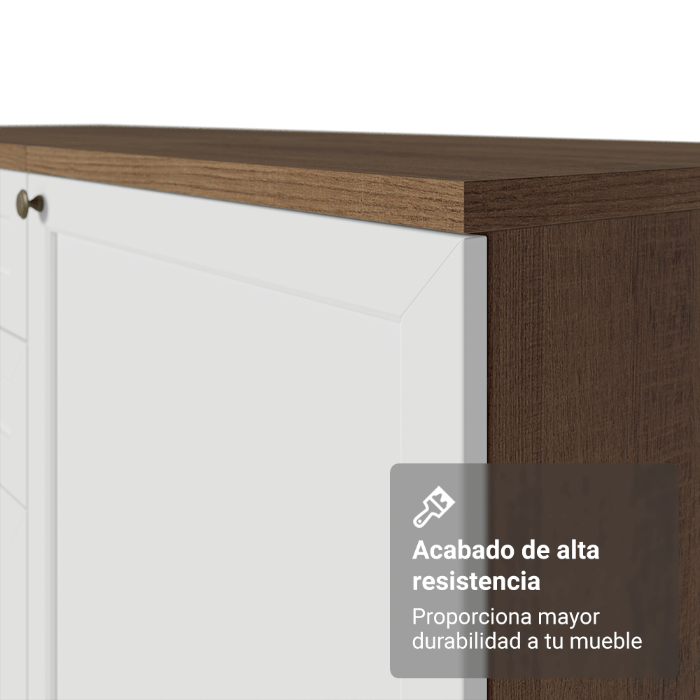 Bajo Mesada Esquinero 94 cm 1 Puerta (Sin Mesada) Marrón/Blanco Vik Madesa