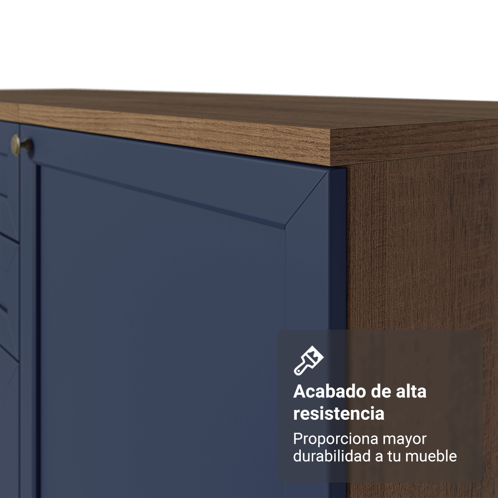 Bajo Mesada Esquinero 94 cm 1 Puerta (Sin Mesada) Marrón/Azul Vik Madesa