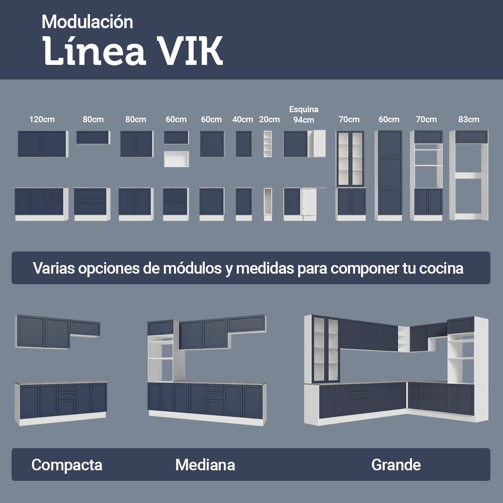 Alacena 80 cm 1 Puerta Puerta Rebatible Blanco/Azul Vik Madesa