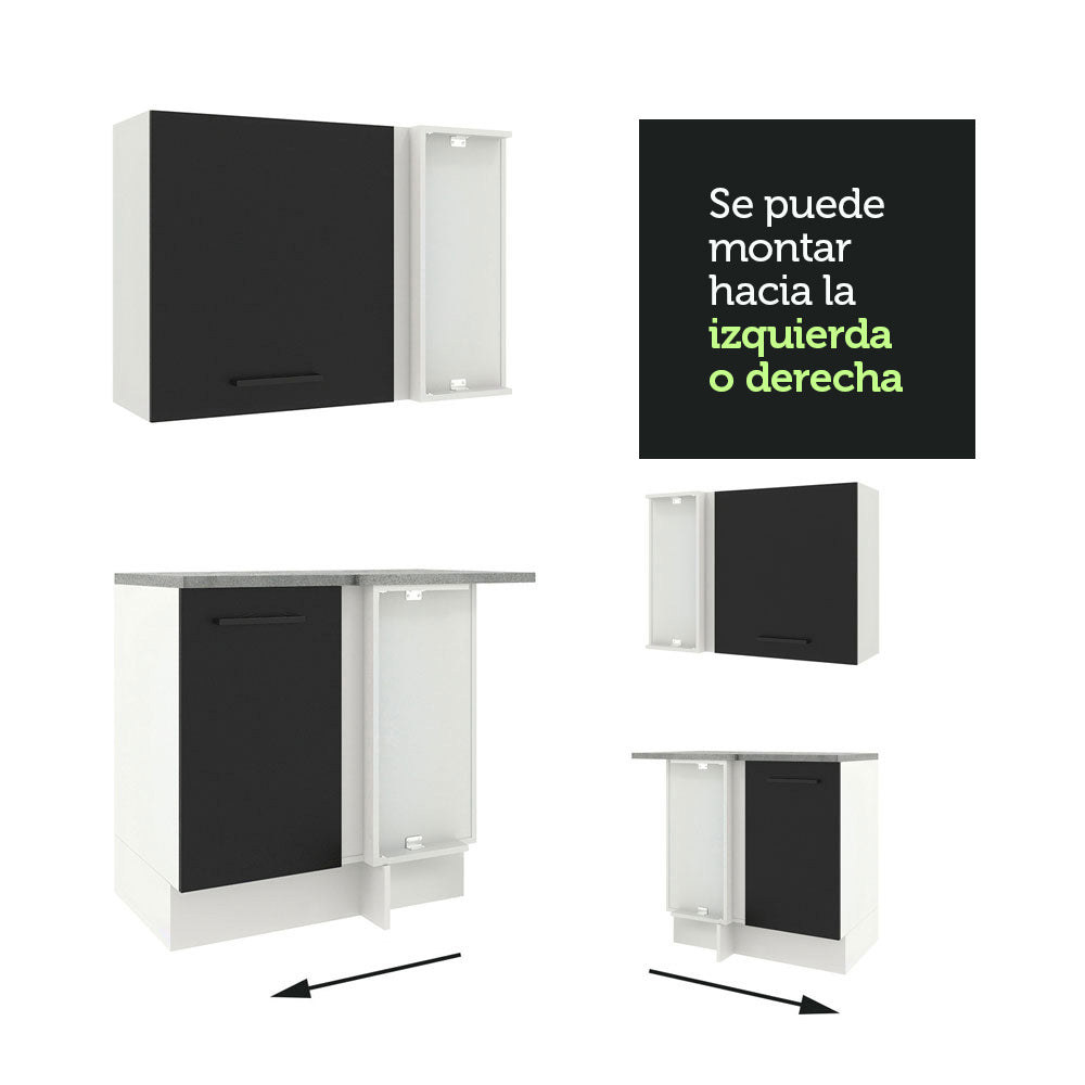 Combo Completo de Cocina Esquinera 486 cm Blanco/Negro 60 cm de Profundidad Agata Madesa 01