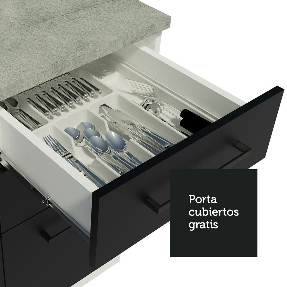 Combo Completo de Cocina 240 cm Blanco/Negro 60 cm de Profundidad Agata Madesa 02