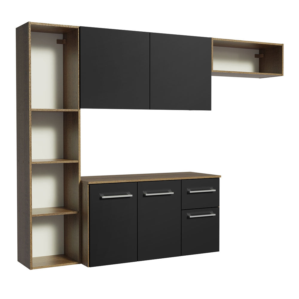 Cocina Compacta 180cm Marrón/Negro Easy Madesa