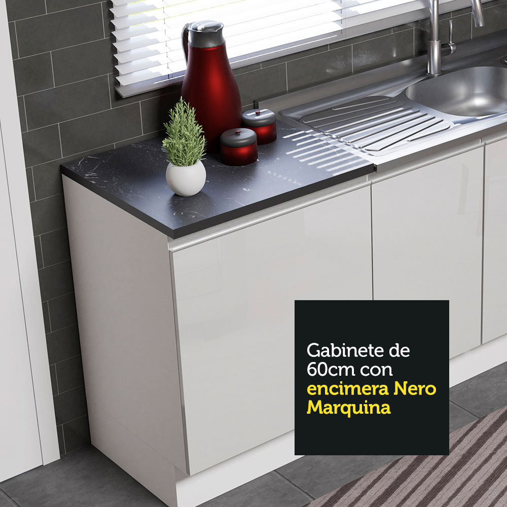 Combo con 2 Bajos Mesadas de Cocina Madesa Acordes 100% MDF (Sin Mesada y Bacha) Frentes Blanco Brillante