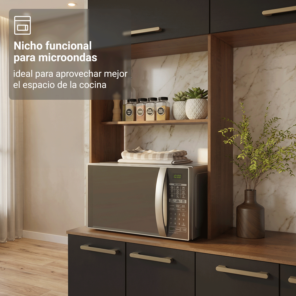 Combo completo de Cocina 265 cm Marrón/Negro Lille Madesa 01