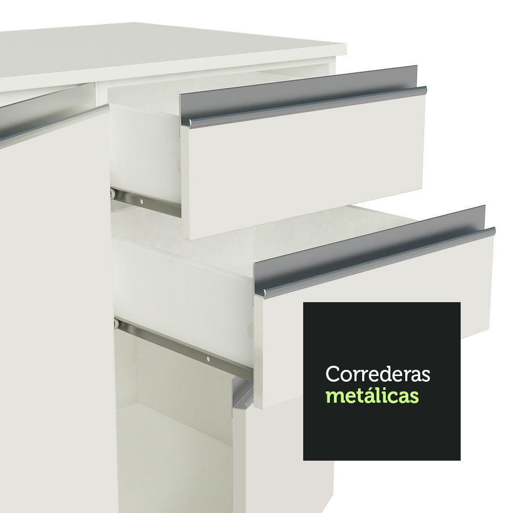 Cocina Compacta Smart 100% MDF 180 cm 7 Puertas 2 Cajones (Con Mesada) Blanco 02 Madesa