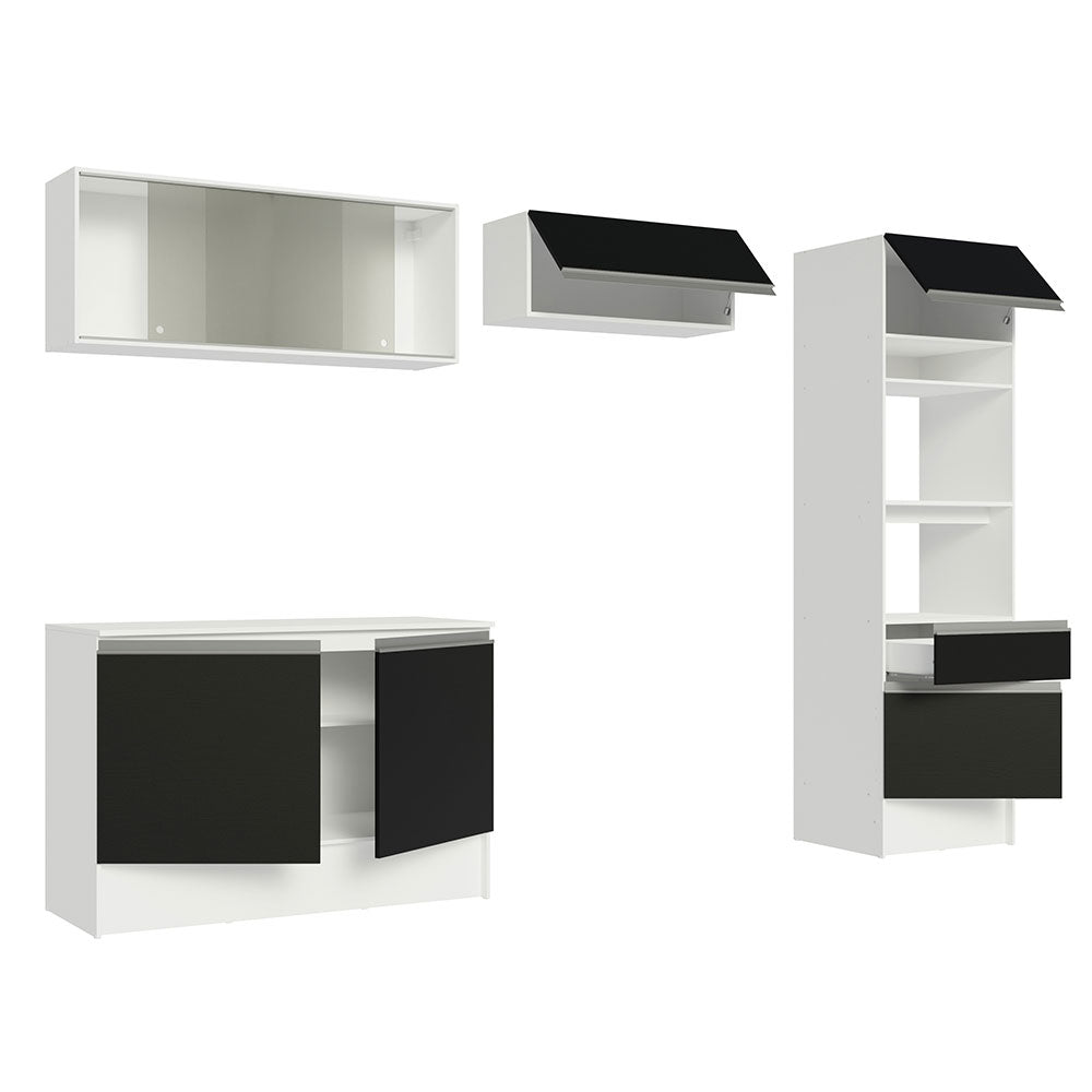 Combo Completo de Cocina 260 cm Blanco/Negro Topazio Madesa 01
