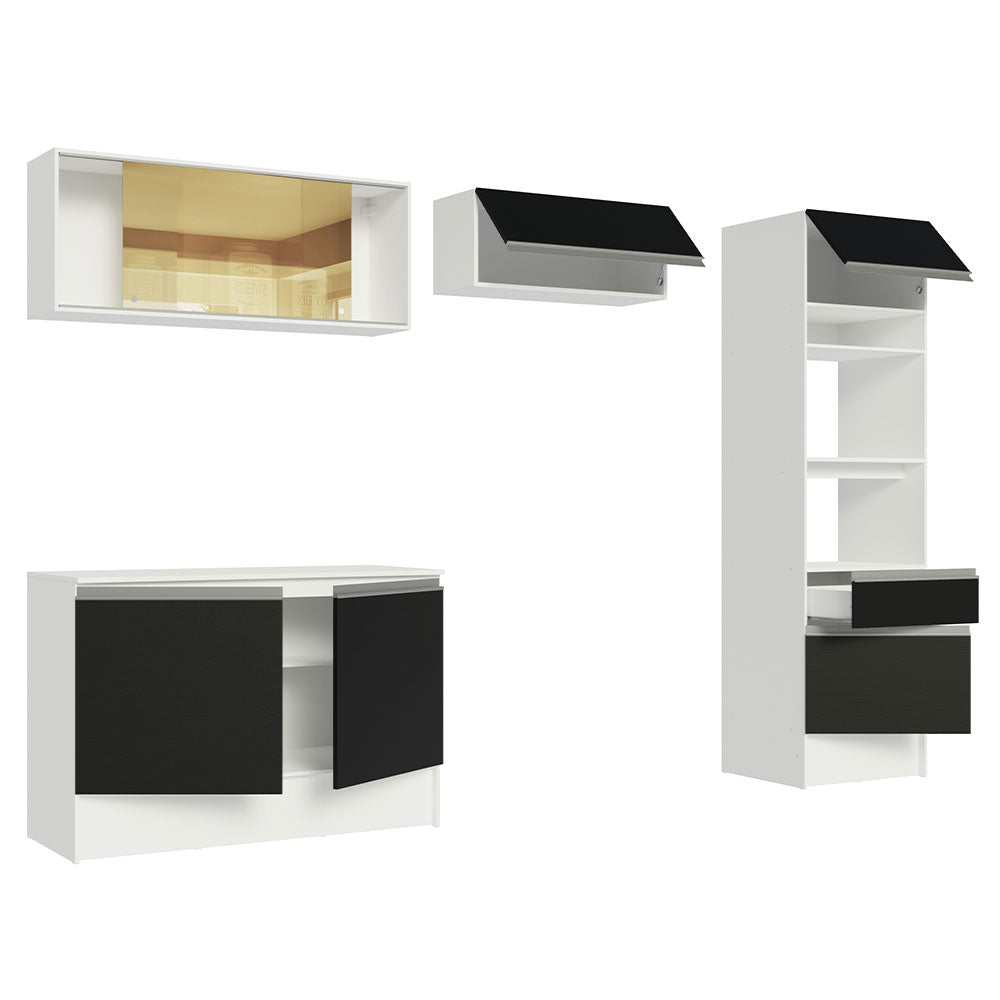 Combo Completo de Cocina 260 cm Blanco/Negro Diamante Madesa 02
