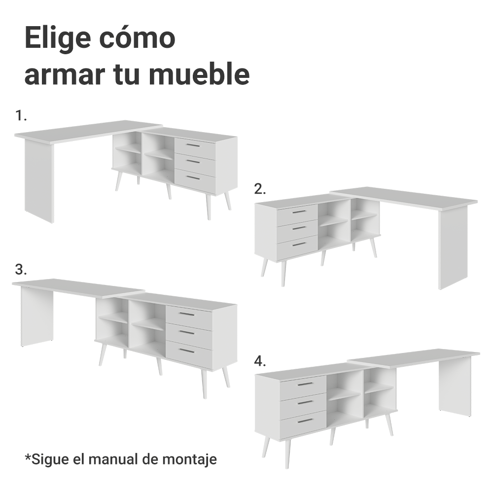 Tocador de Esquina para Maquillaje o Escritorio Madesa BB