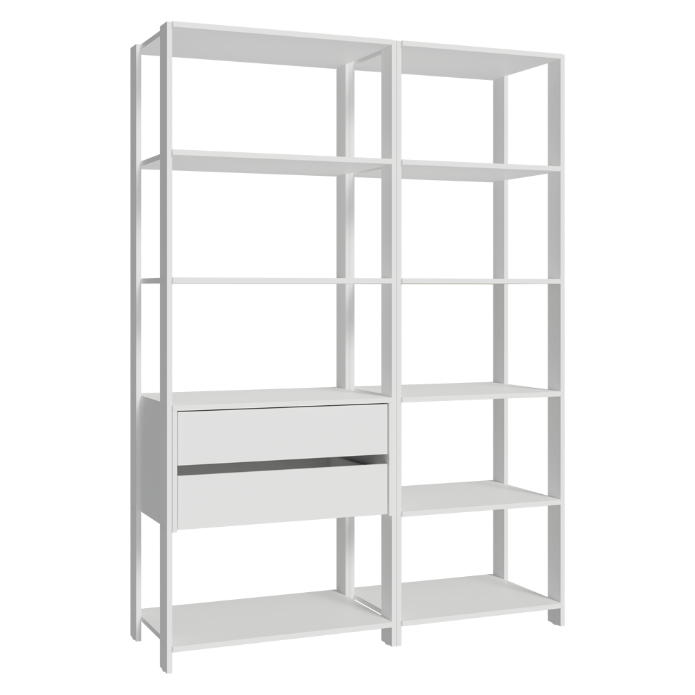 Placard Ropero Modulado 2 Cajones 9 Repisas 129 cm Blanco Valencia Madesa