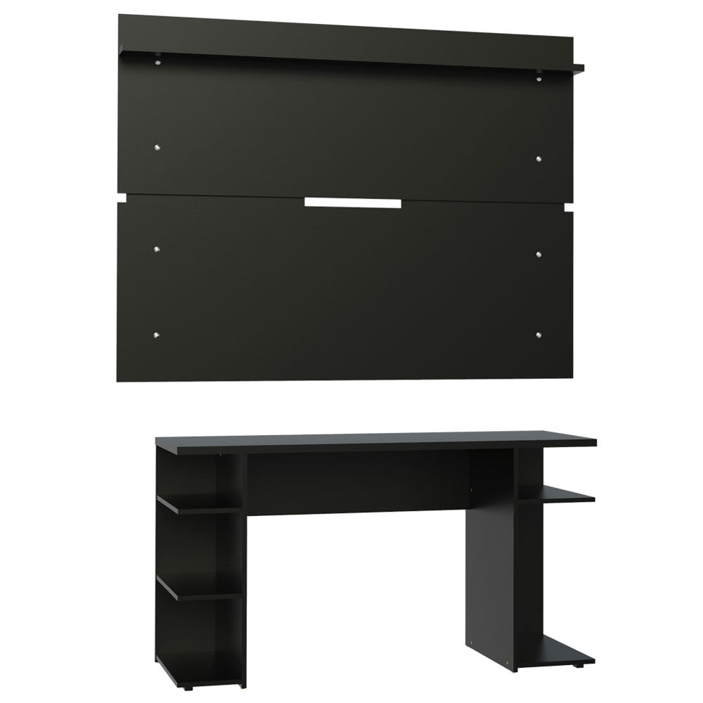 Escritorio Gamer Madesa 9409 con Panel para TV hasta 65 Pulgadas Negro