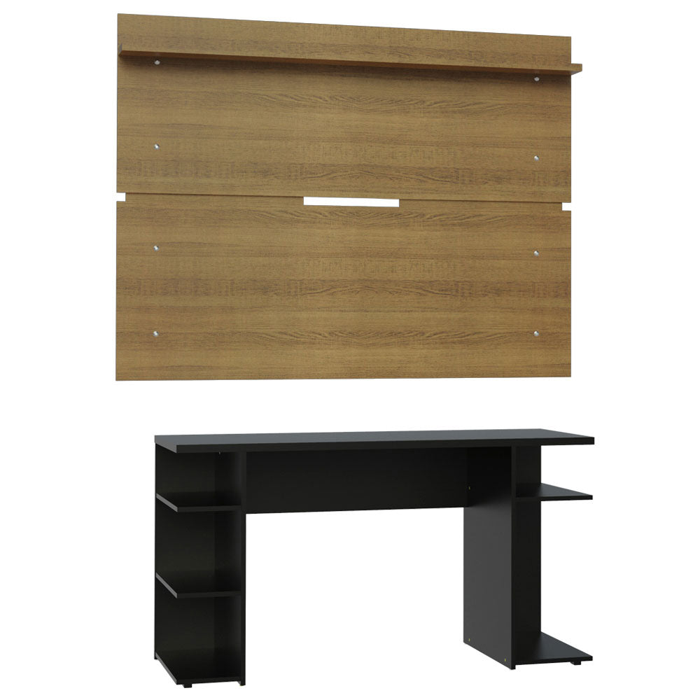 Escritorio Gamer Madesa 9409 e Panel para TV hasta 65 Pulgadas Negro/Marrón