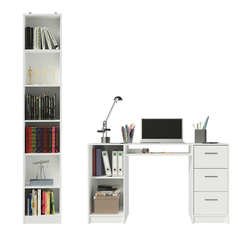Escritorio de Oficina Madesa Alaska + Mueble Estante Librero Blanco
