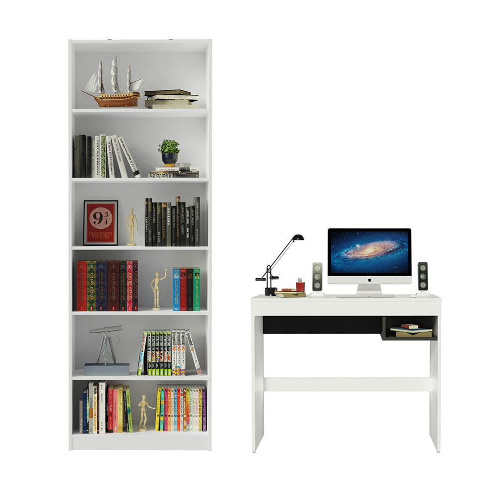Escritorio Madesa Rubi + Biblioteca 6908 Blanco