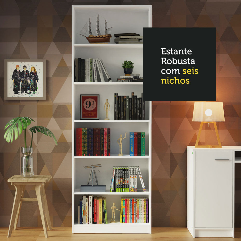 Kit Biblioteca Madesa Estante Librero 6908 + Estante Librero 6907 Blanco
