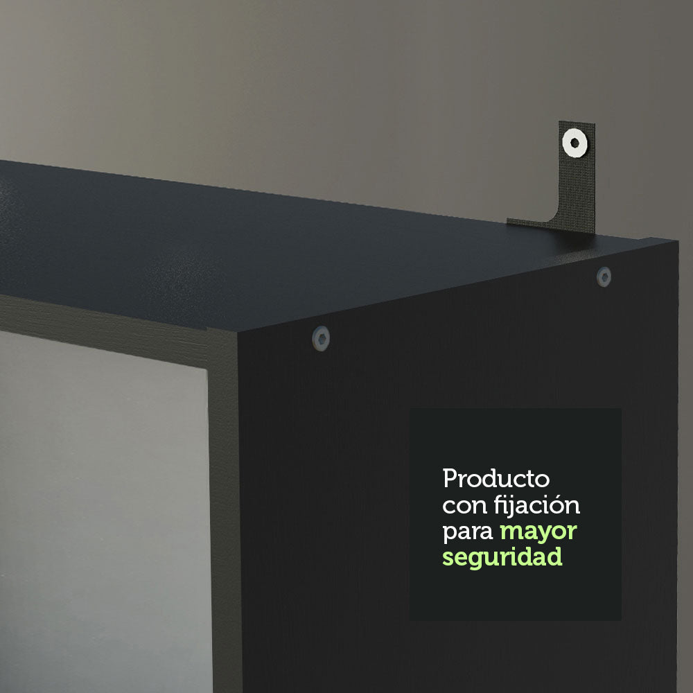 Escritorio Madesa Rubi + Estante 6908 + Estante 6907 Negro/Blanco