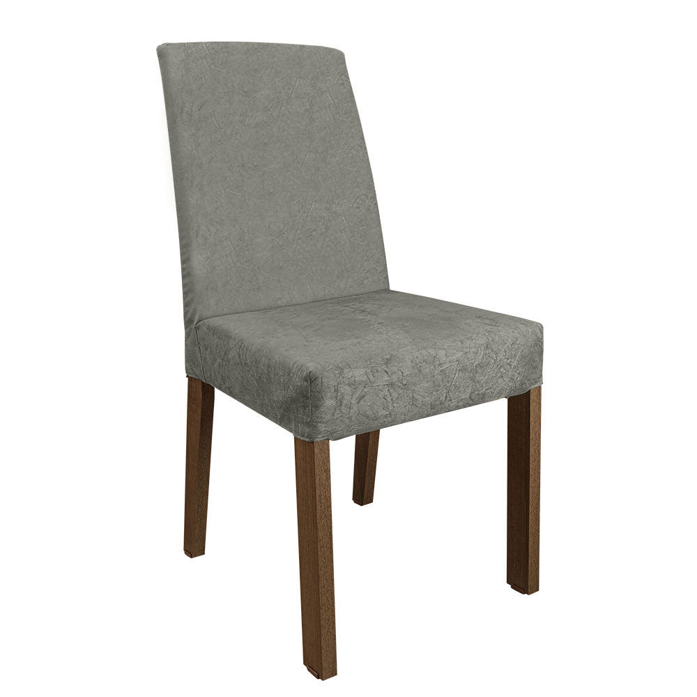 Juego de Comedor con Mesa de Tapa de Madera y 4 Sillas Marrón/Gris/Plata Karina Madesa