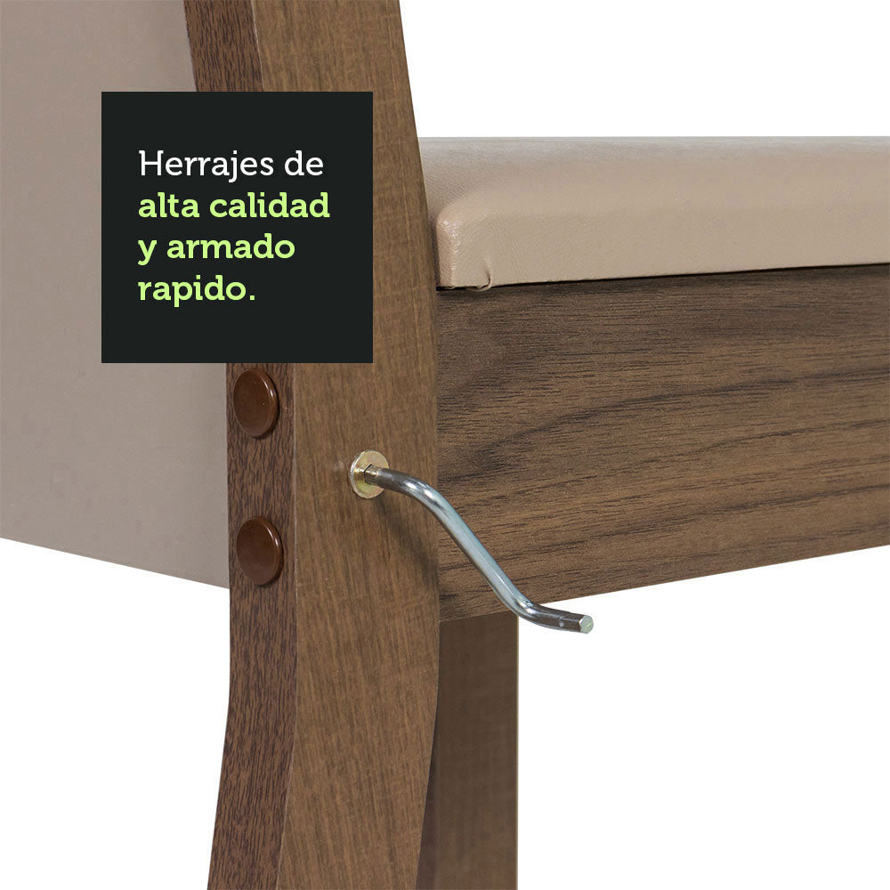 Juego de Comedor Mesa con Tapa de Madera 4 Sillas Crema/Marrón/Beige Elisa Madesa