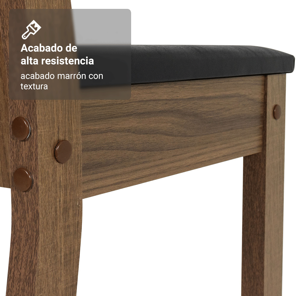 Juego de Comedor Mesa Tapa de Vidrio 4 Sillas Marrón/Negro España Madesa