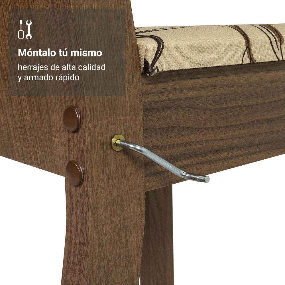 Conjunto Comedor Mesa Mesada de Vidro 4 Sillas Marrón/Lírio Bege Camélia Madesa