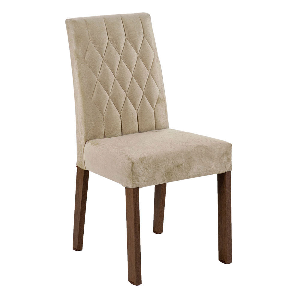 Juego de Comedor Mesa Cristal 6 Sillas Stéfani Madesa - Marrón/Crema/Imperial