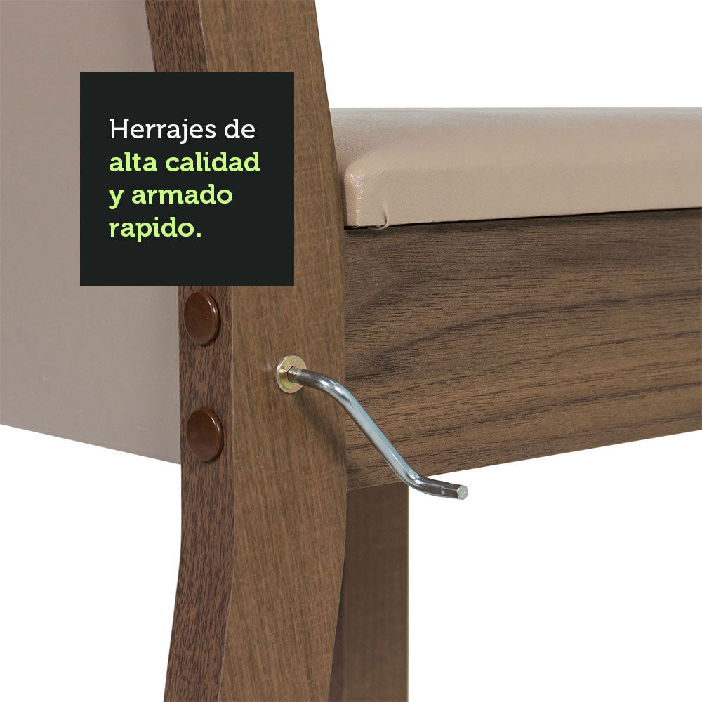 Juego de Comedor Mesa Tapa de Madera 6 Sillas Marrón/Crema/Beige Bahamas Madesa