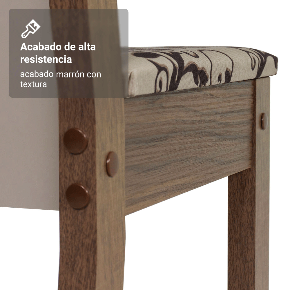 Juego de Comedor Mesa Tapa de Vidrio 6 Sillas Marrón/Crema/Beige Marrón Yolanda Madesa