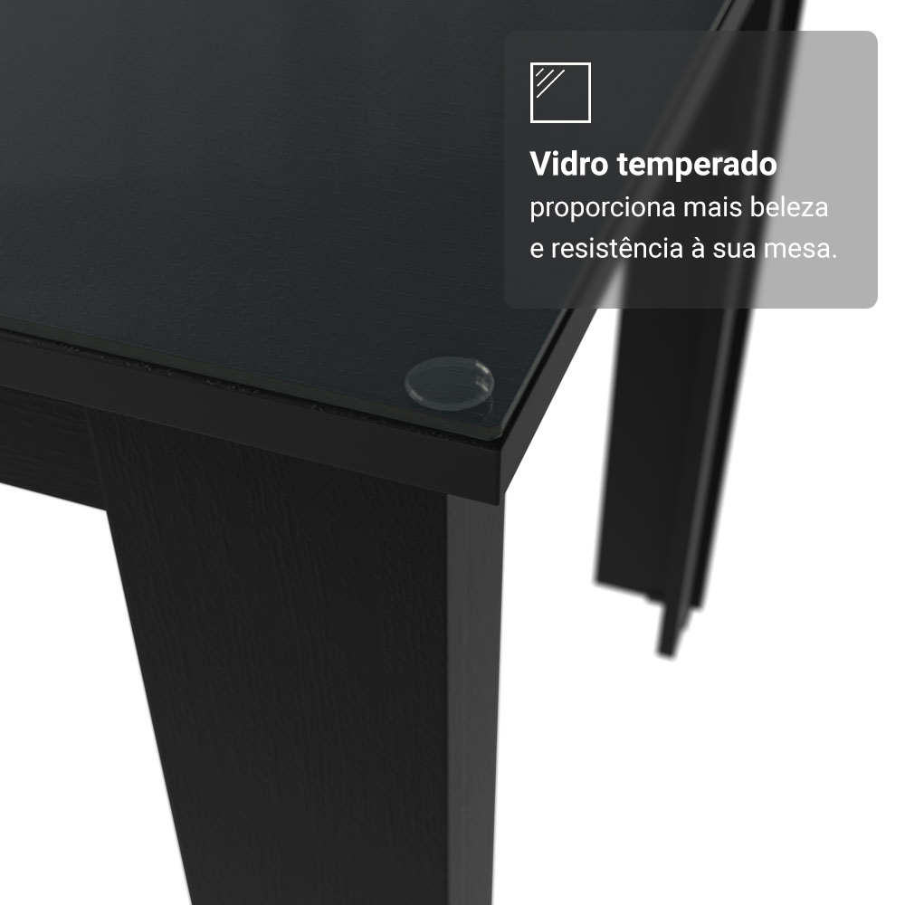 Juego de Comedor con Mesa de Tapa de Vidrio y 6 Sillas Negro/Oxford Odara Madesa