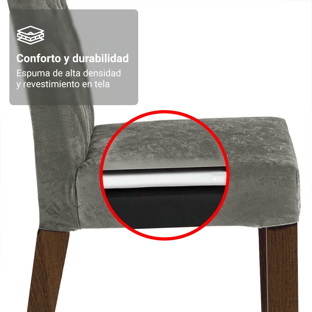 Juego de Comedor Tapa con Vidrio 6 Sillas Marrón/Gris/Silver Pienza Madesa