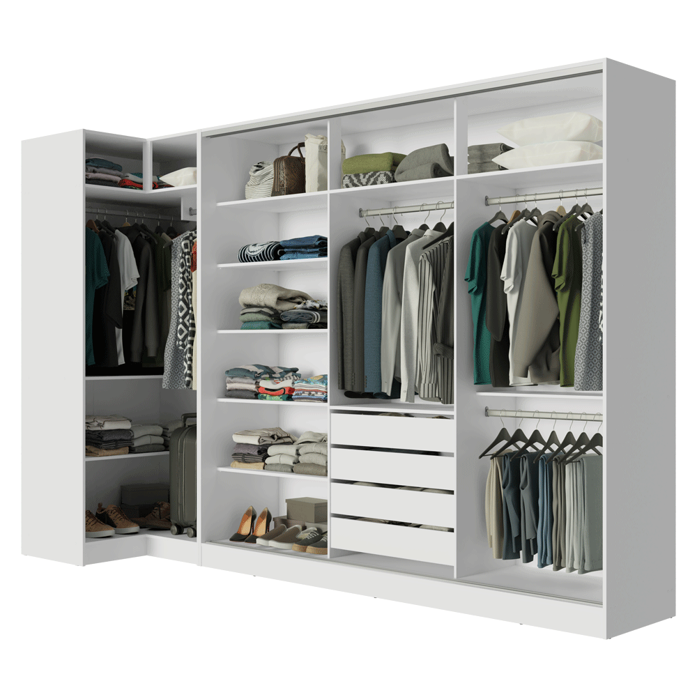 Placard Modulado Neo + Placard Royale Matrimonial 3 Puertas Corredizas Blanco