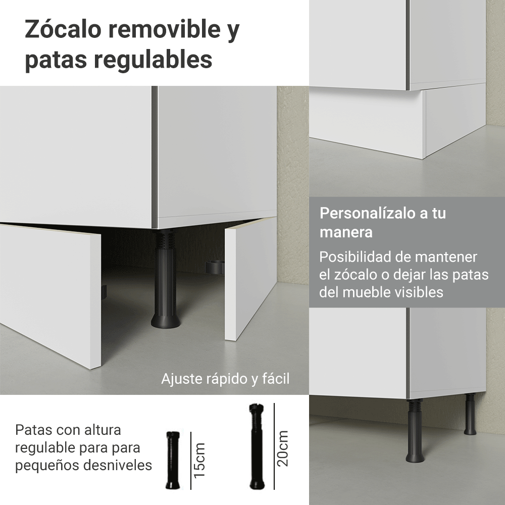 Combo Completo de Cocina 400 x 60 cm Blanco Aterciopelado Lux Madesa
