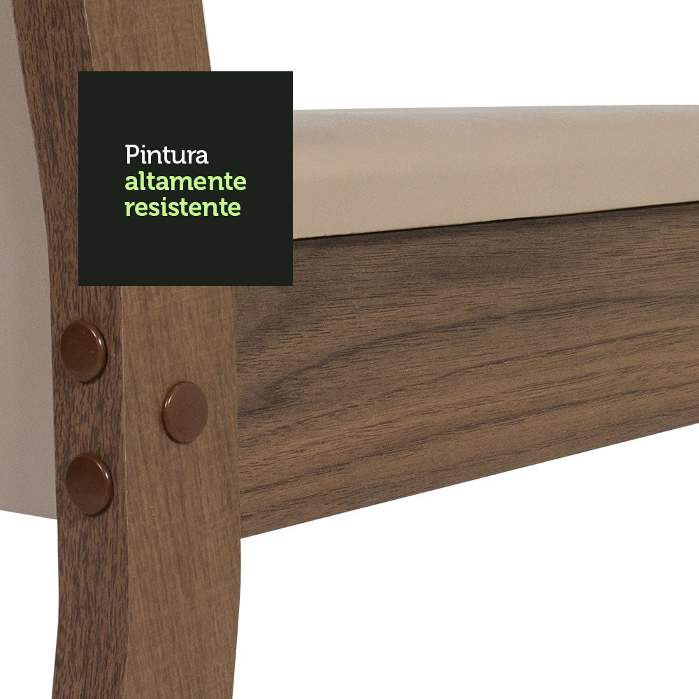 Juego de Comedor con Tapa de Vidrio 4 Sillas Marrón/Crema/Beige Aline