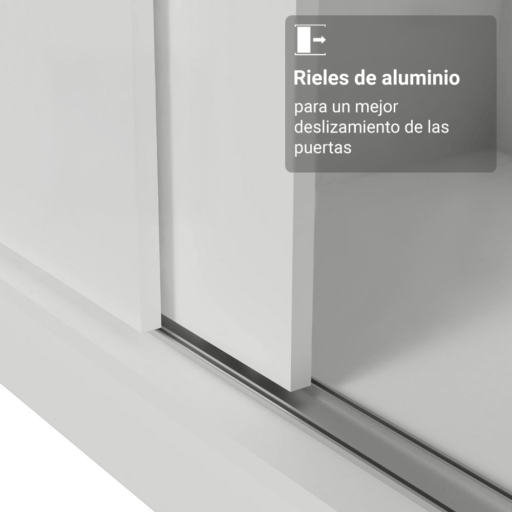Placard individual Madesa Luke 2 Puertas corredizas de Espejo Blanco