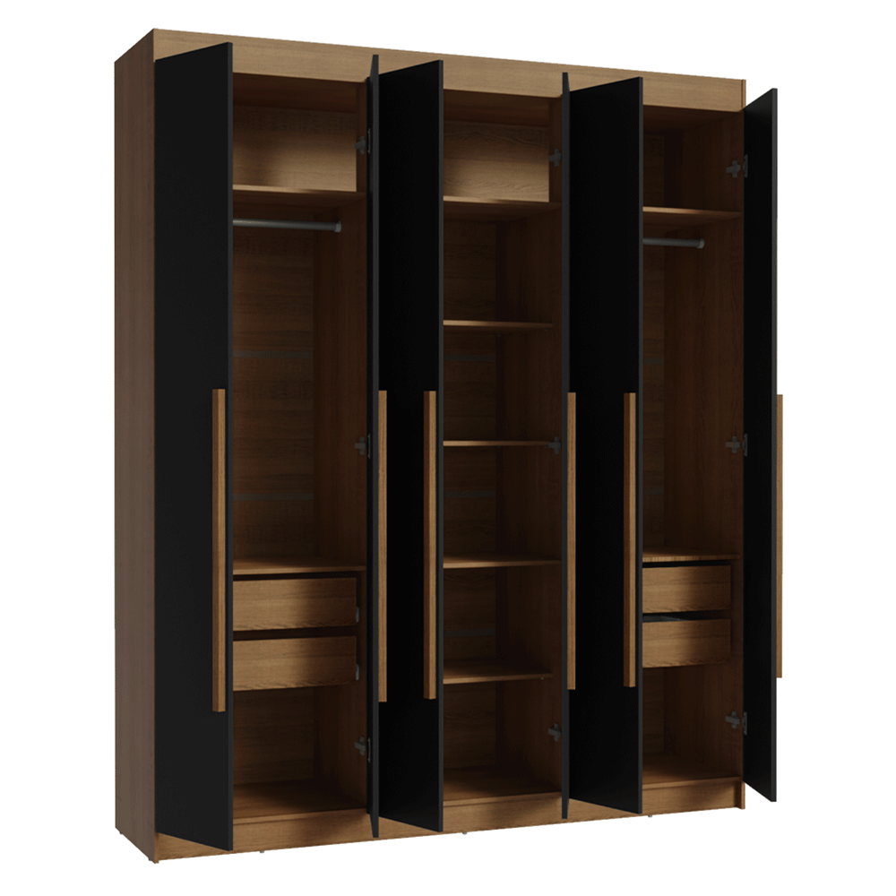 Clóset Matrimonial Venus 6 Puertas Batientes Marrón/Negro