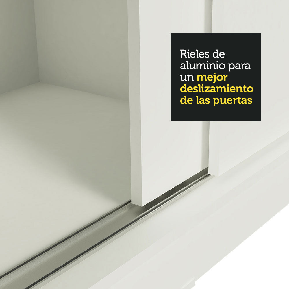 Placard Ropero Matrimonial Madesa Istambul 3 Puertas Corredizas de Espejo 3 Cajones Blanco