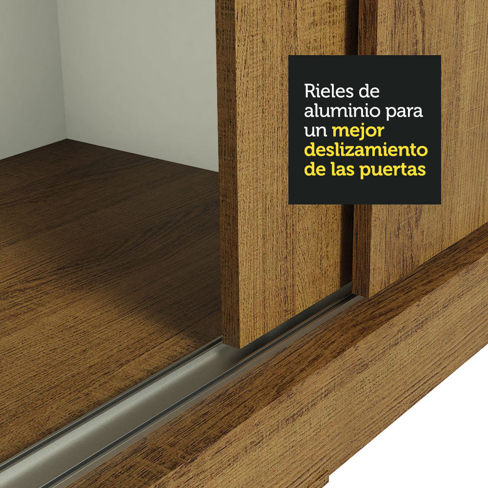 Placard Ropero Matrimonial Madesa Istambul 3 Puertas Corredizas con Espejo 3 Cajones Marrón